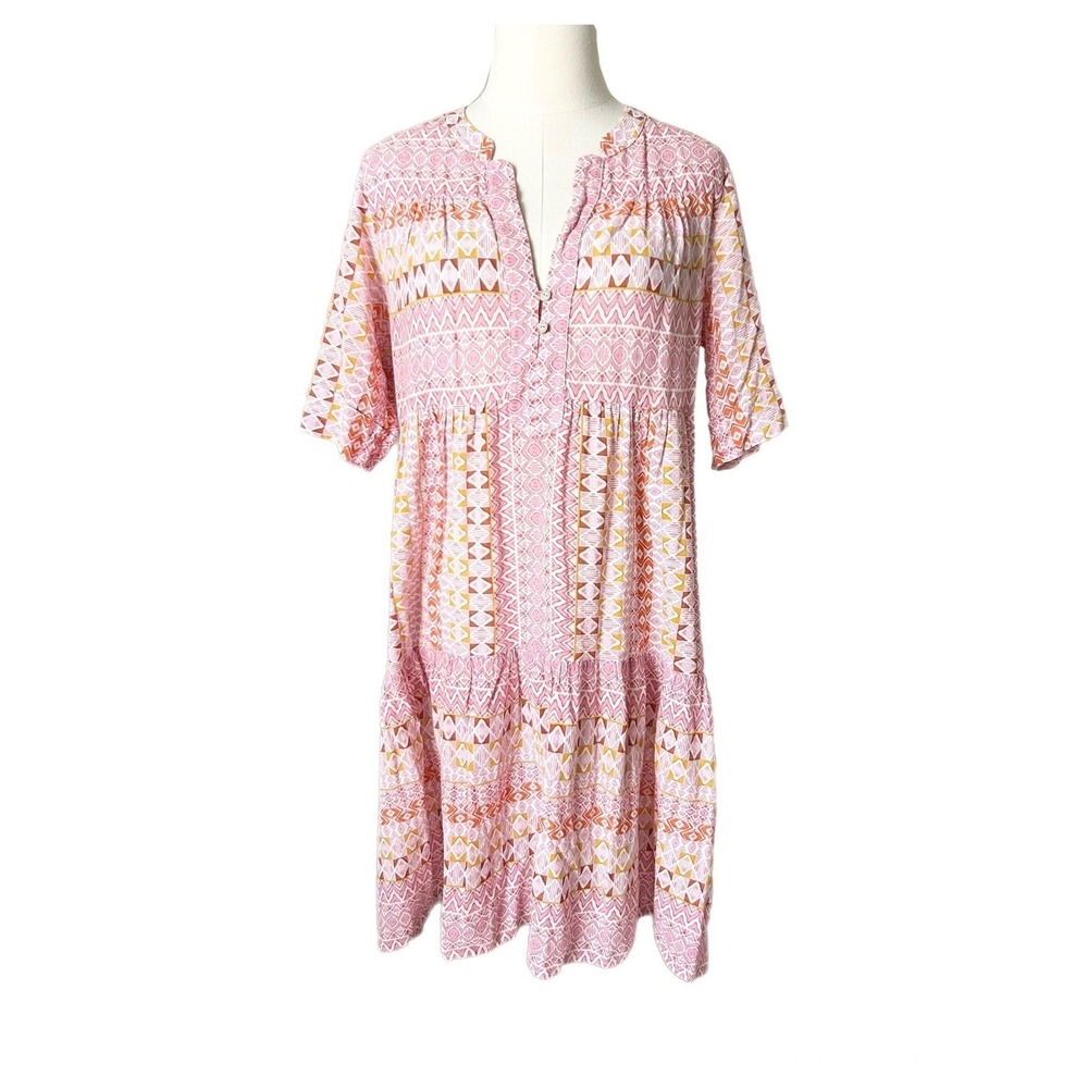Xirena Billie Cotton Tiered Babydoll Mini Dress Terra Rose Pink Size Small - Picture 2 of 6